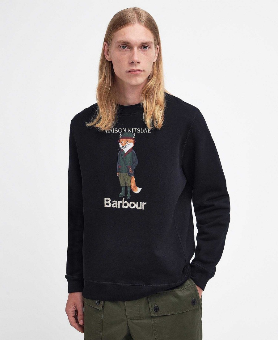 Men Barbour Jumpers | Barbour X Maison Kitsune Beaufort Fox Sweatshirt