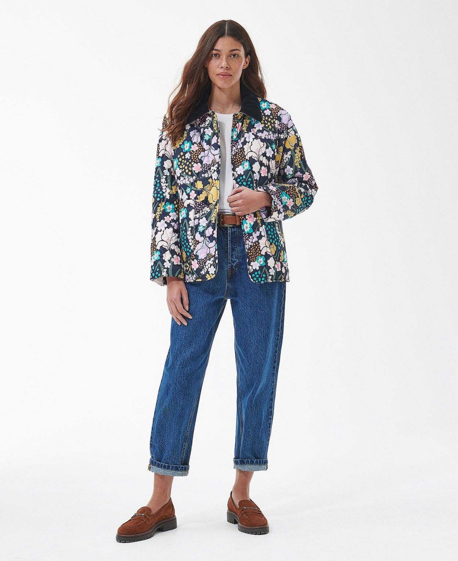 Women Barbour Quilted Jackets | Printed Delphinium Quilted Jacket