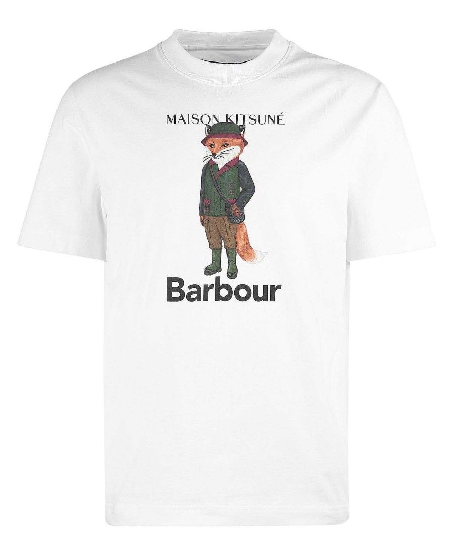 Men Barbour T-Shirts | Barbour X Maison Kitsune Beaufort Fox T-Shirt