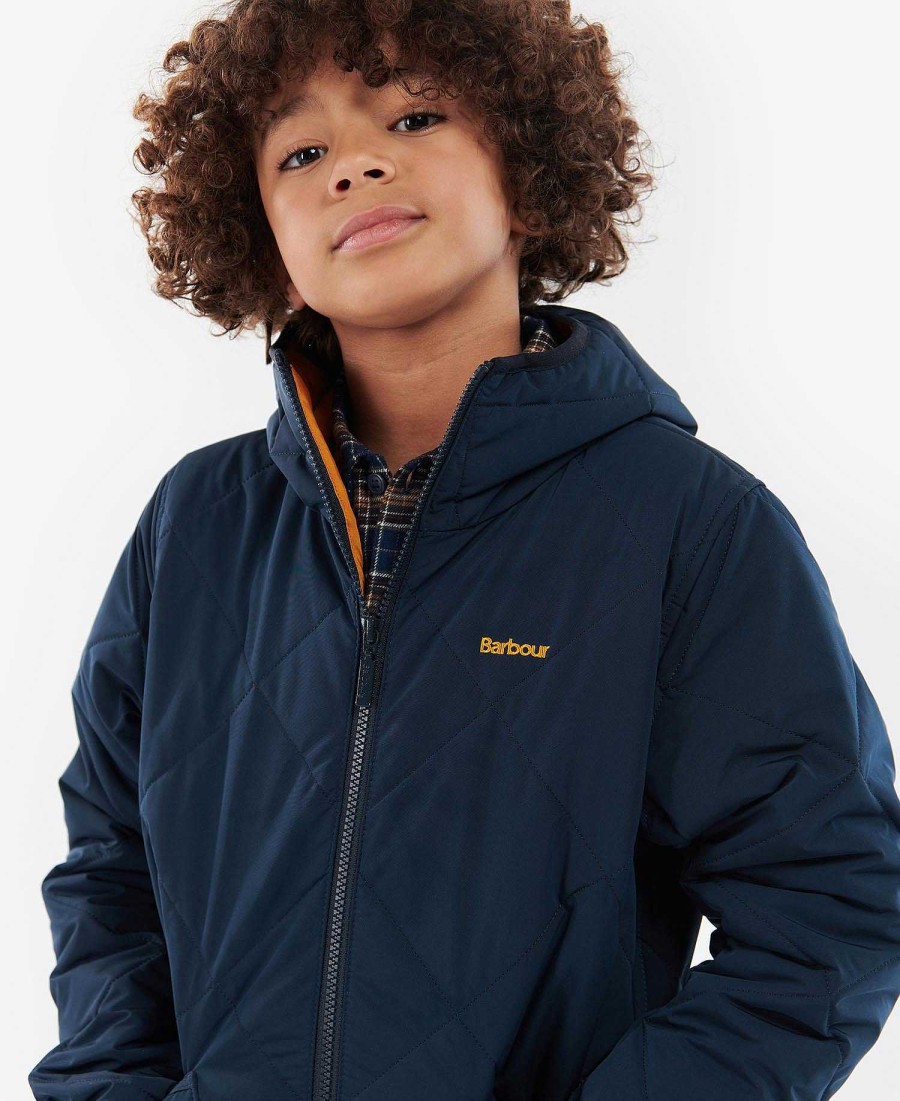 Kids Barbour Jackets | Boys Hooded Liddesdale Quilted Jacket