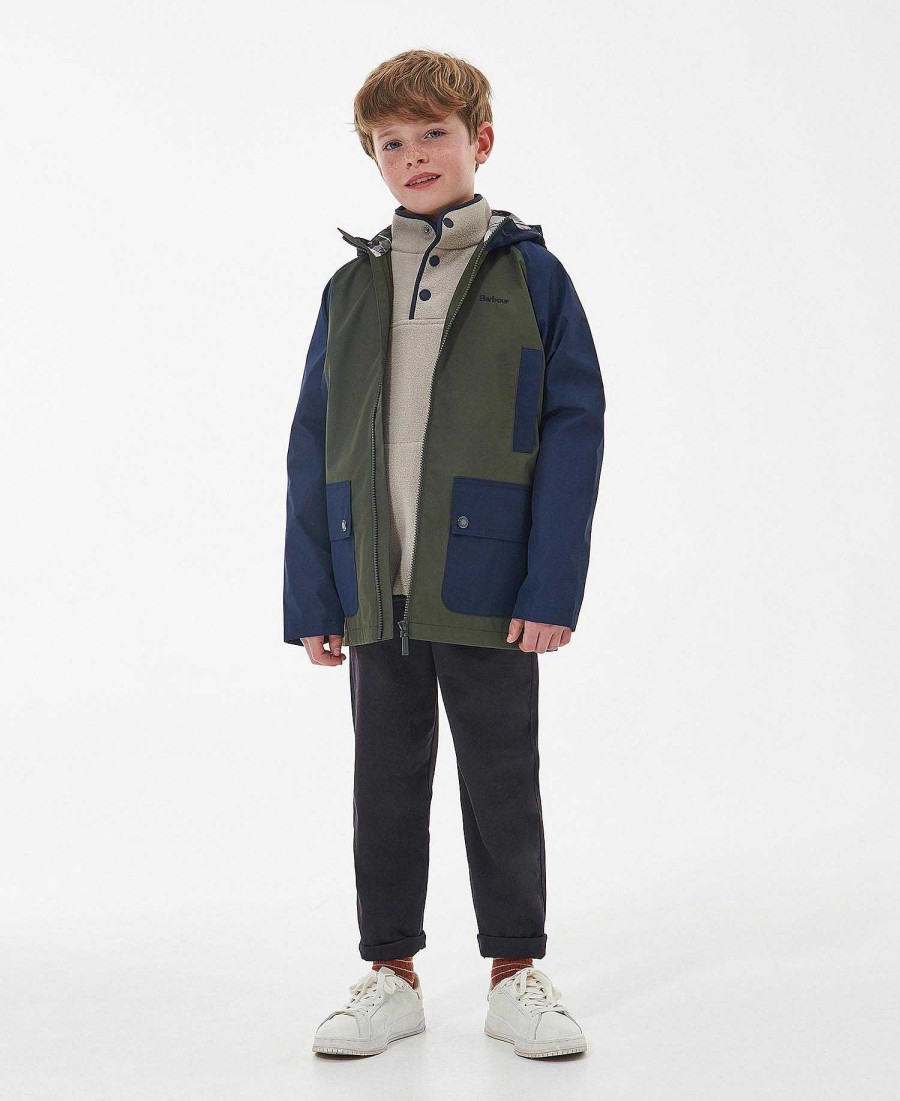 Kids Barbour Jackets | Boys' Patch Hooded Domus Showerproof Jacket