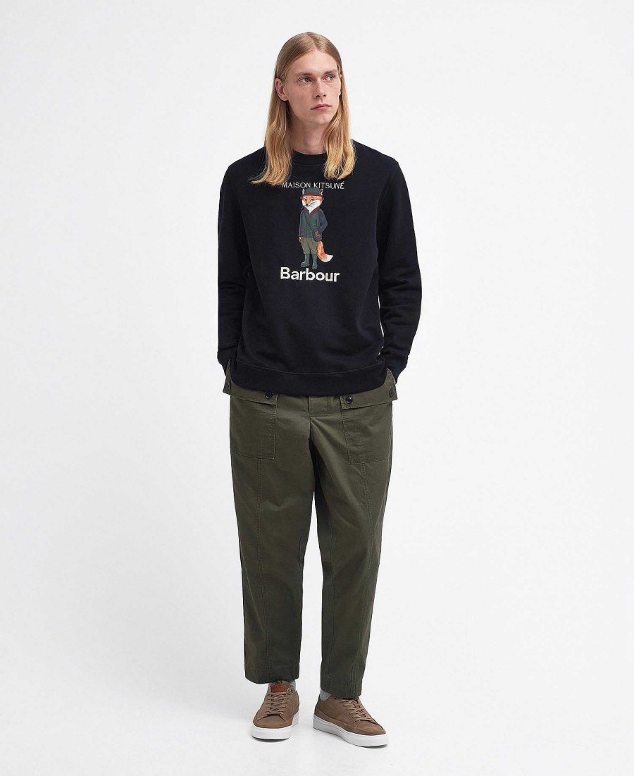 Men Barbour Hoodies & Sweatshirts | Barbour X Maison Kitsune Beaufort Fox Sweatshirt