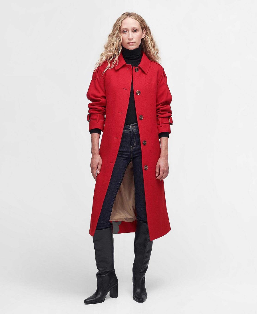 Women Barbour Wool Jackets | Alberta Wool Trench Coat