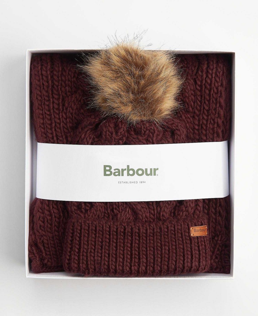 Accessories Barbour Scarves & Wraps | Penshaw Beanie & Scarf Gift Set