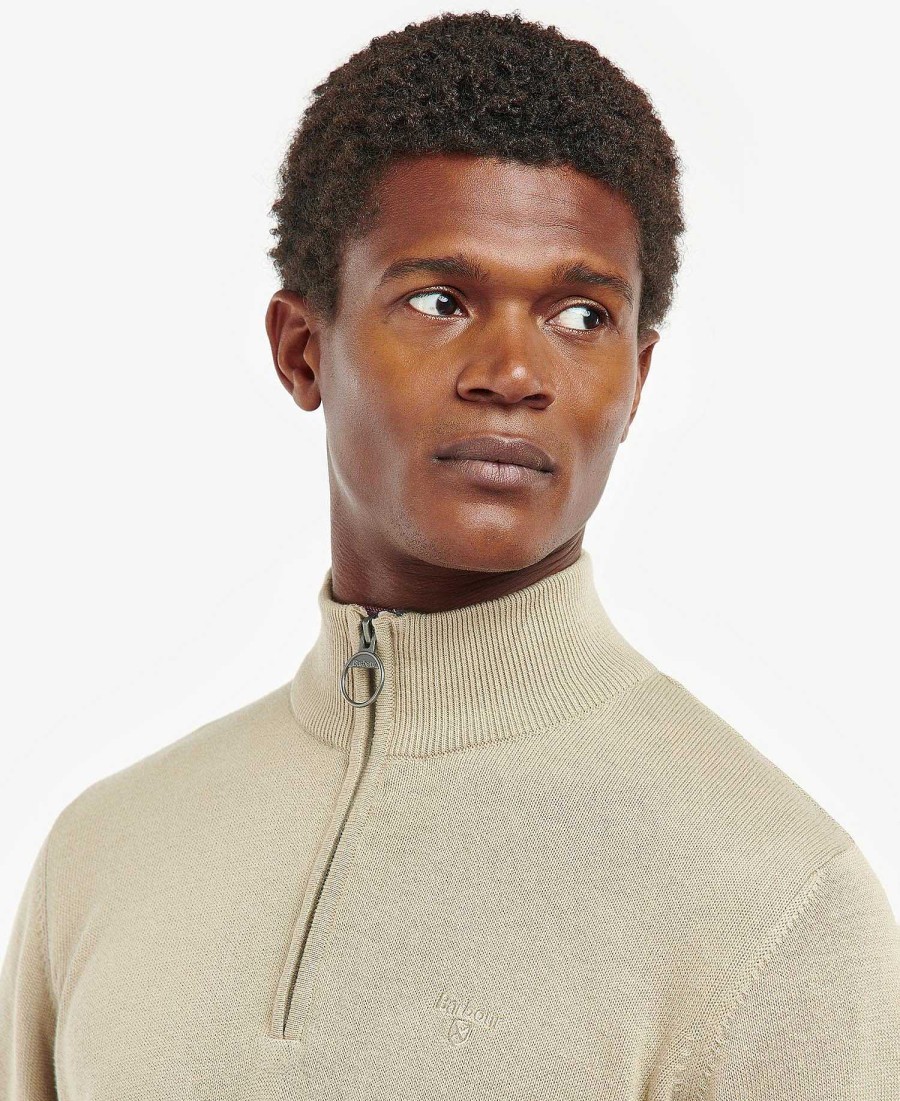 Men Barbour Jumpers | Cotton Half Zip Jumper