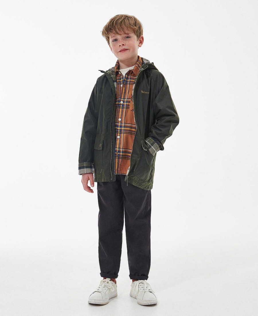 Kids Barbour Waxed Jackets | Boys' Hooded Bedale Wax Jacket