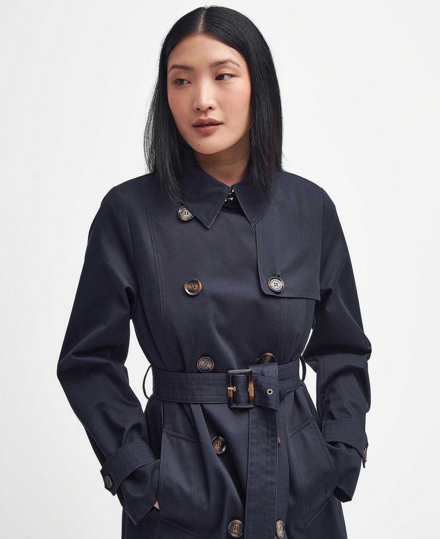 Women Barbour Trench Coats | Short Greta Showerproof Trench Coat