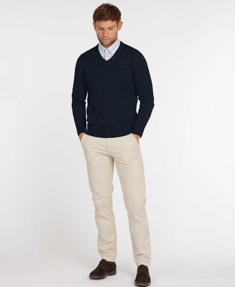 Men Barbour Jumpers | Pima Cotton V-Neck Jumper