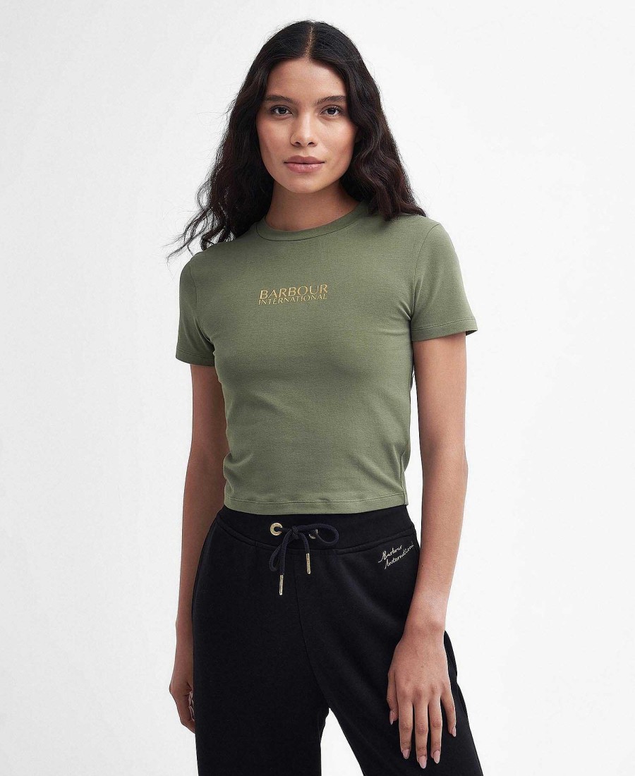 Women Barbour T-Shirts | Reign Cropped T-Shirt