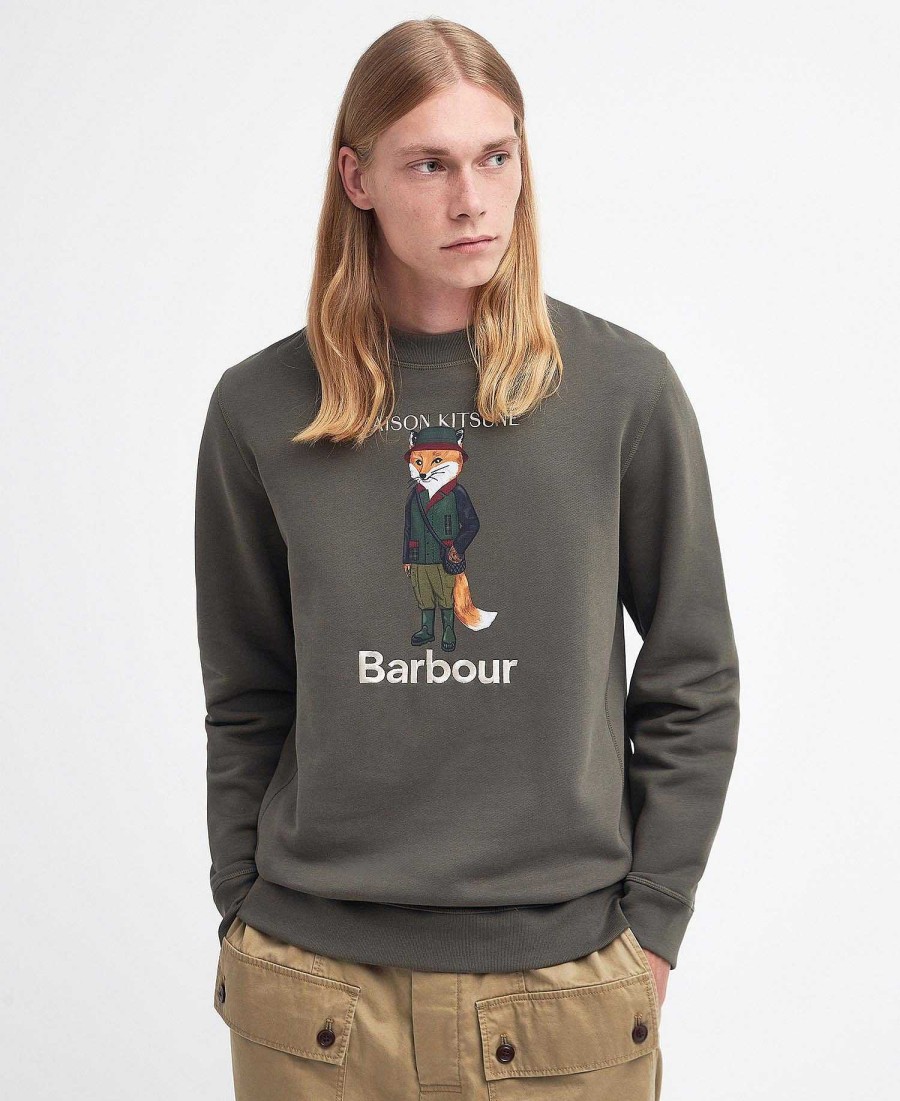 Men Barbour Jumpers | Barbour X Maison Kitsune Beaufort Fox Sweatshirt