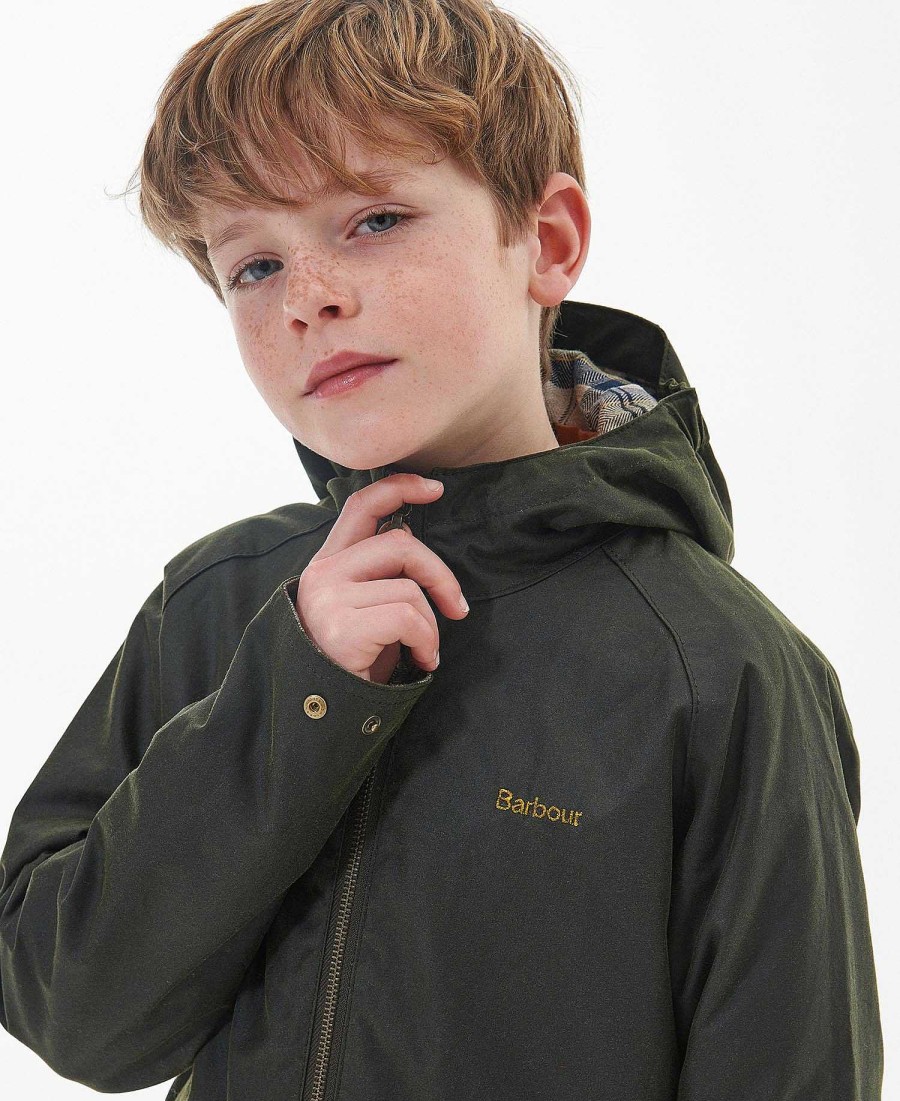 Kids Barbour Jackets | Boys' Hooded Bedale Wax Jacket