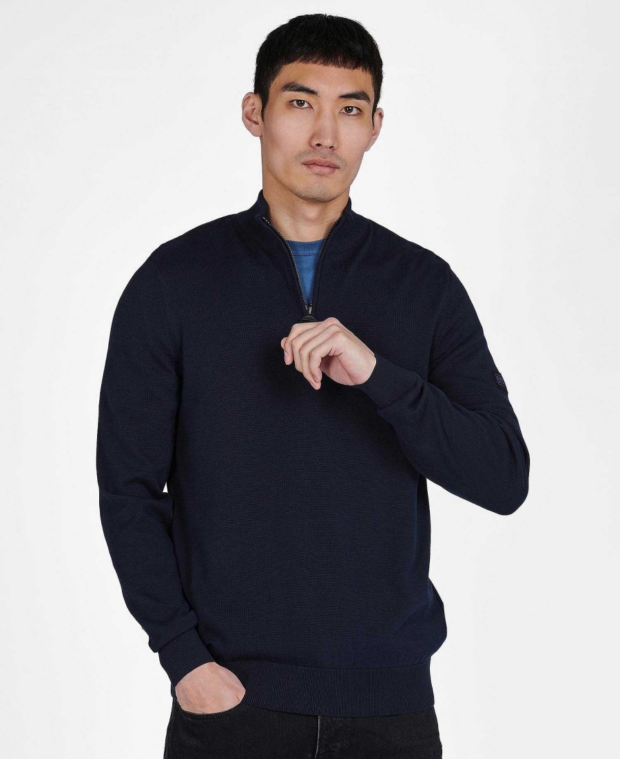 Men Barbour Jumpers | Cotton Half Zip Sweater