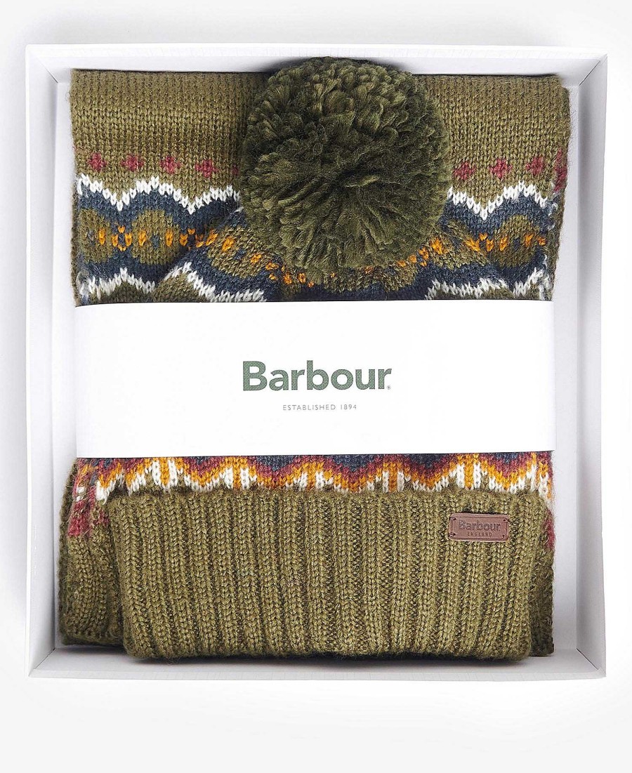 Accessories Barbour Scarves & Handkerchiefs | Fairisle Beanie & Scarf Gift Set