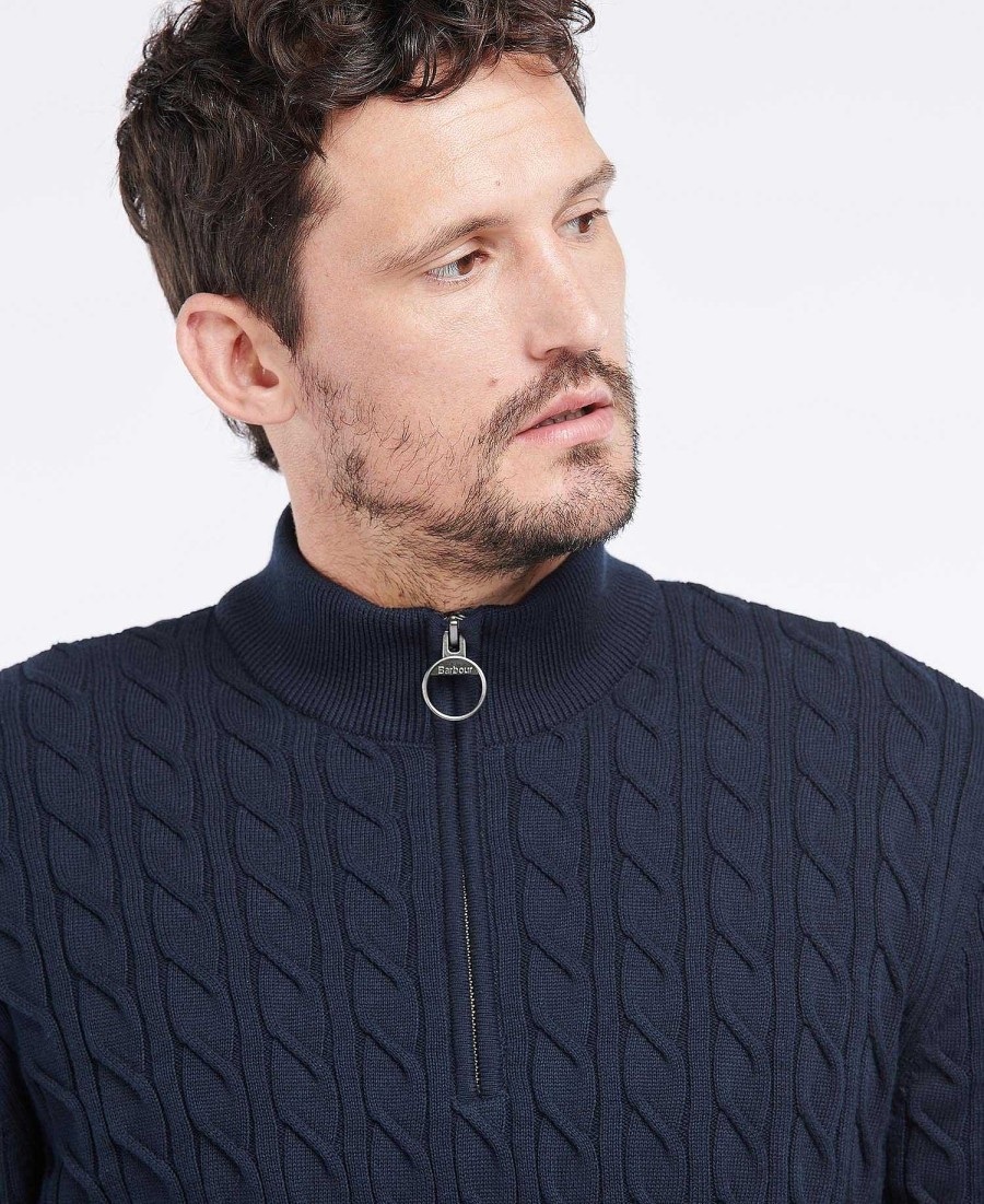 Men Barbour Jumpers | Cable Knit Half Zip Jumper