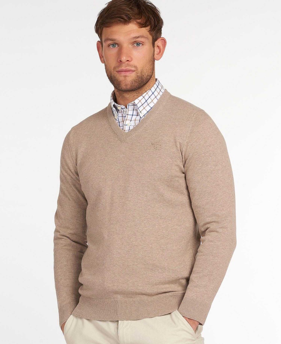 Men Barbour Jumpers | Pima Cotton V-Neck Jumper