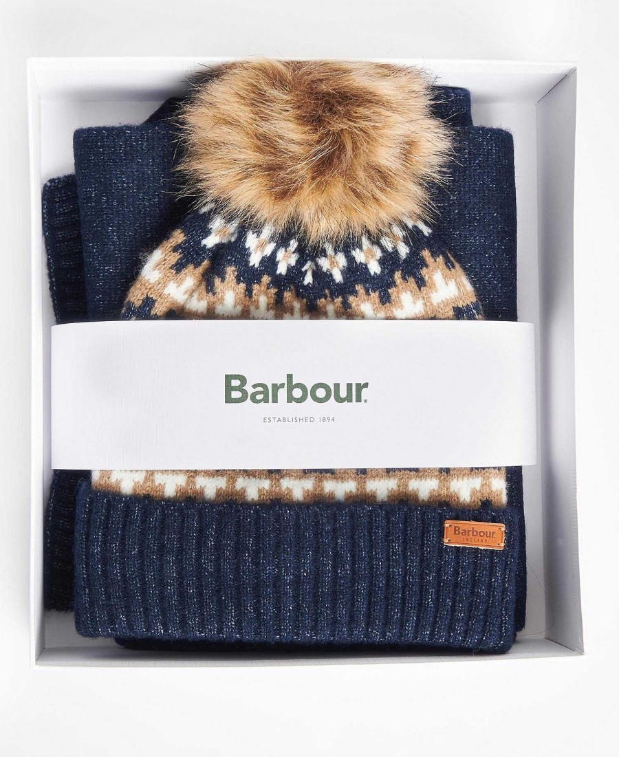 Accessories Barbour Scarves & Wraps | Eden Fairisle Beanie & Scarf Gift Set