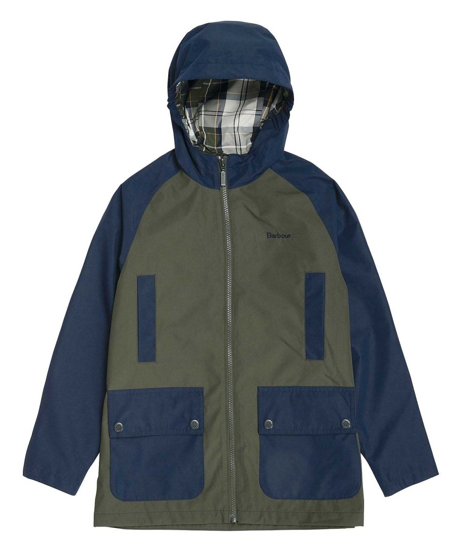 Kids Barbour Jackets | Boys' Patch Hooded Domus Showerproof Jacket