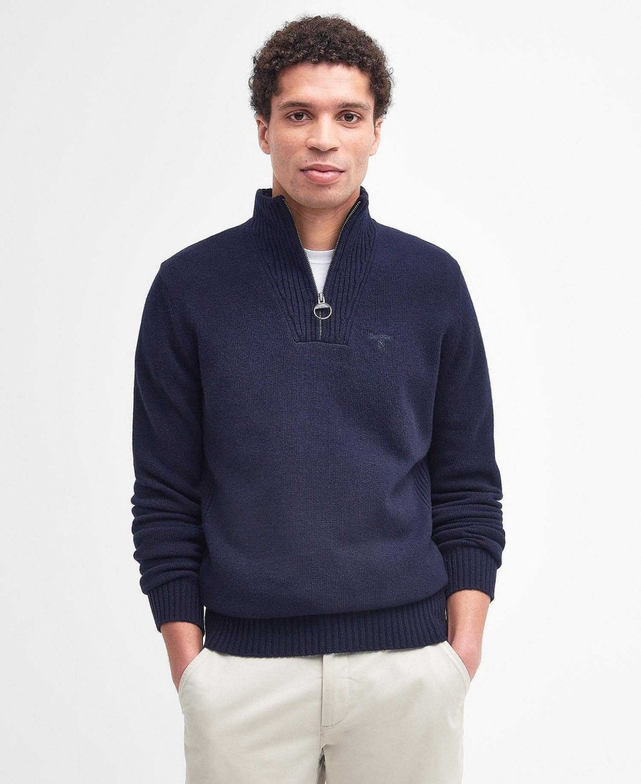 Men Barbour Jumpers | Essential L/Wool Half Zip Jumper