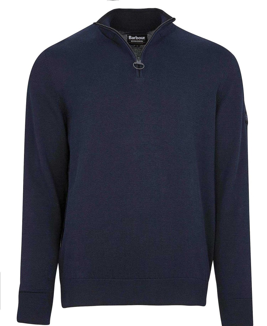 Men Barbour Jumpers | Cotton Half Zip Sweater