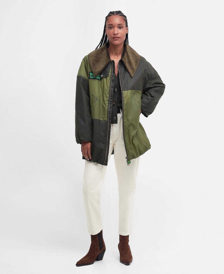 Women Barbour Waxed Jackets | Barbour X Ganni Bomber Wax Jacket