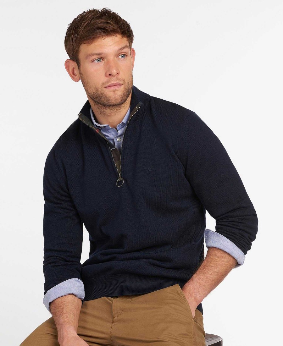 Men Barbour Jumpers | Cotton Half Zip