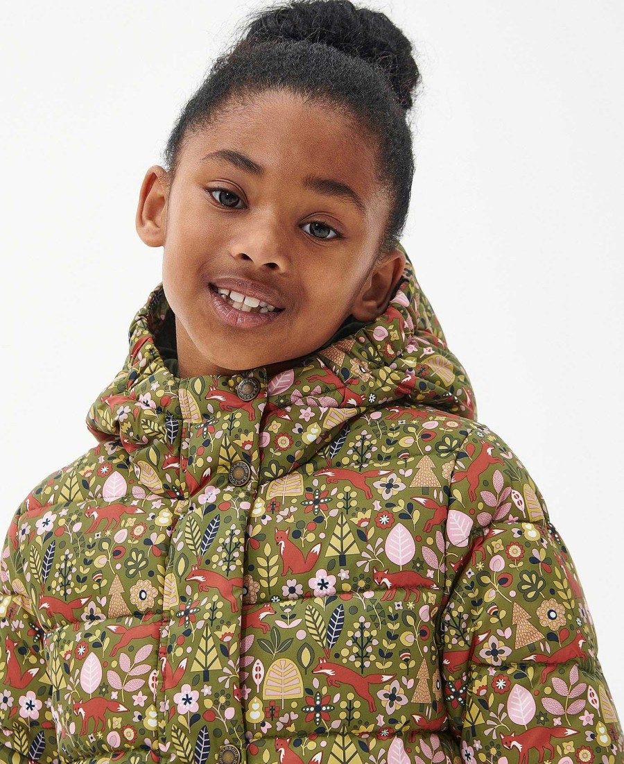 Kids Barbour Jackets | Girls' Bracken Printed Quilted Jacket