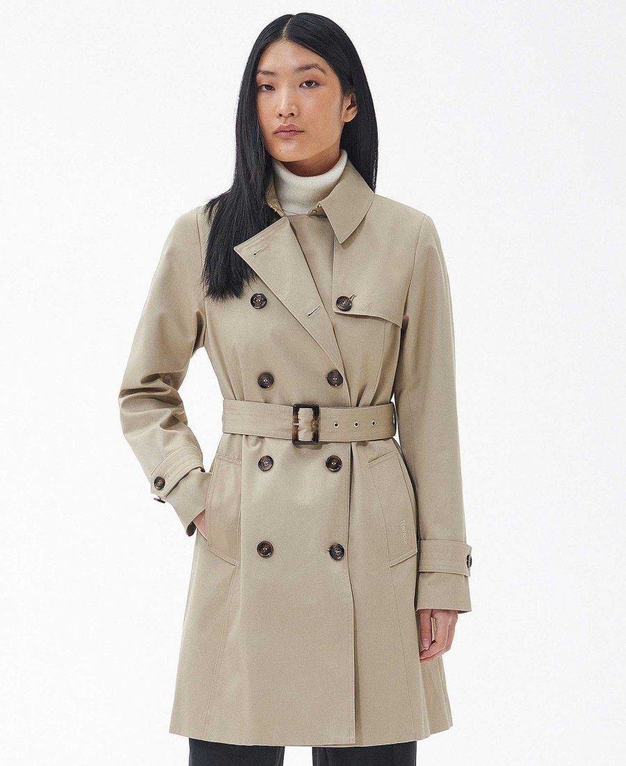 Women Barbour Trench Coats | Short Greta Showerproof Trench Coat