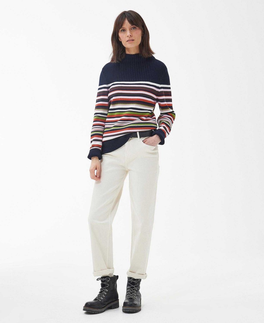 Women Barbour Jumpers | Stripe Guernsey Knit Sweatshirt