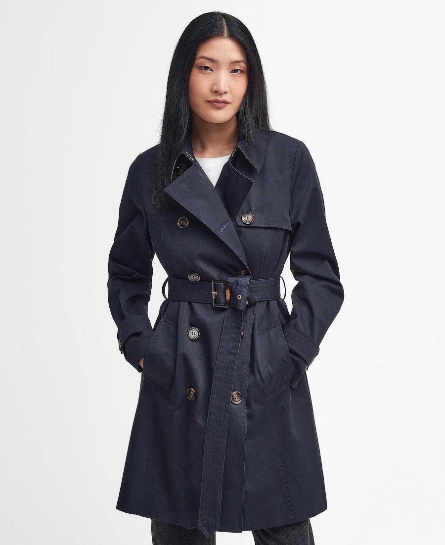 Women Barbour Trench Coats | Short Greta Showerproof Trench Coat