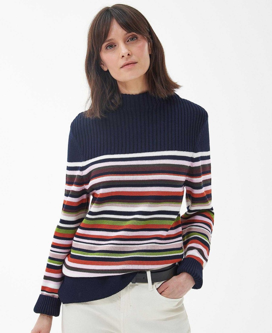 Women Barbour Jumpers | Stripe Guernsey Knit Sweatshirt