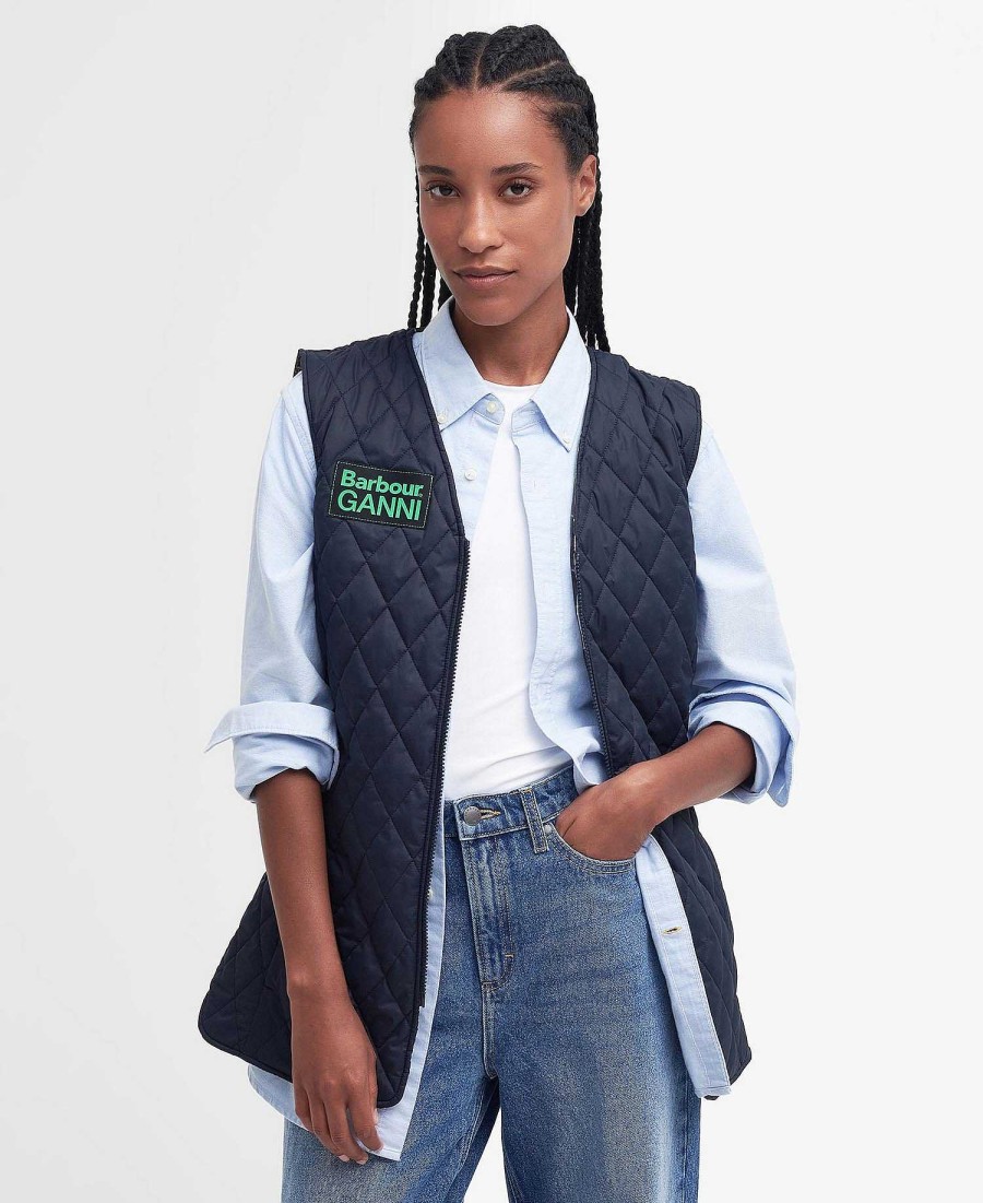 Women Barbour Quilted Jackets | Barbour X Ganni Reversible Betty Liner