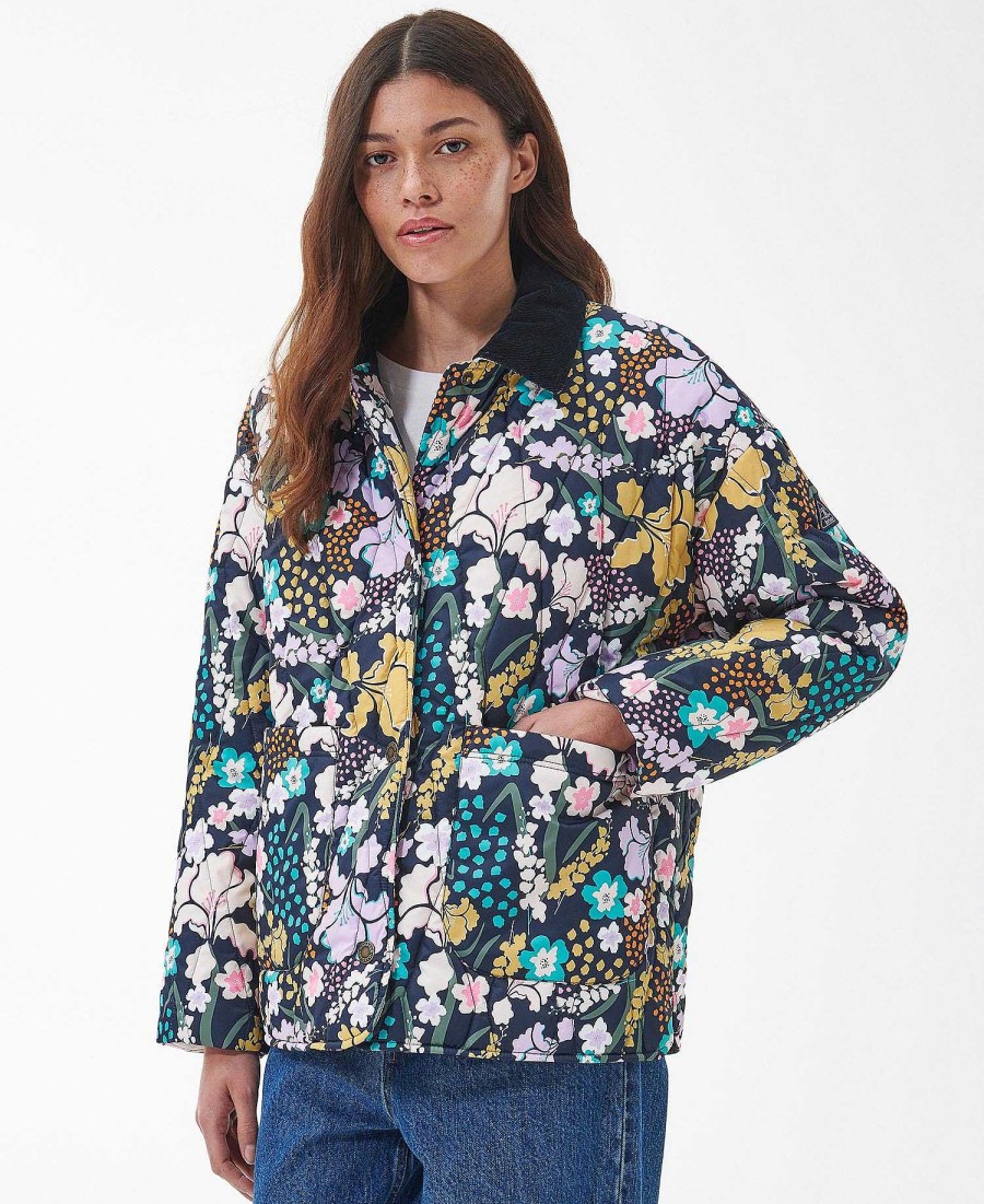 Women Barbour Quilted Jackets | Printed Delphinium Quilted Jacket