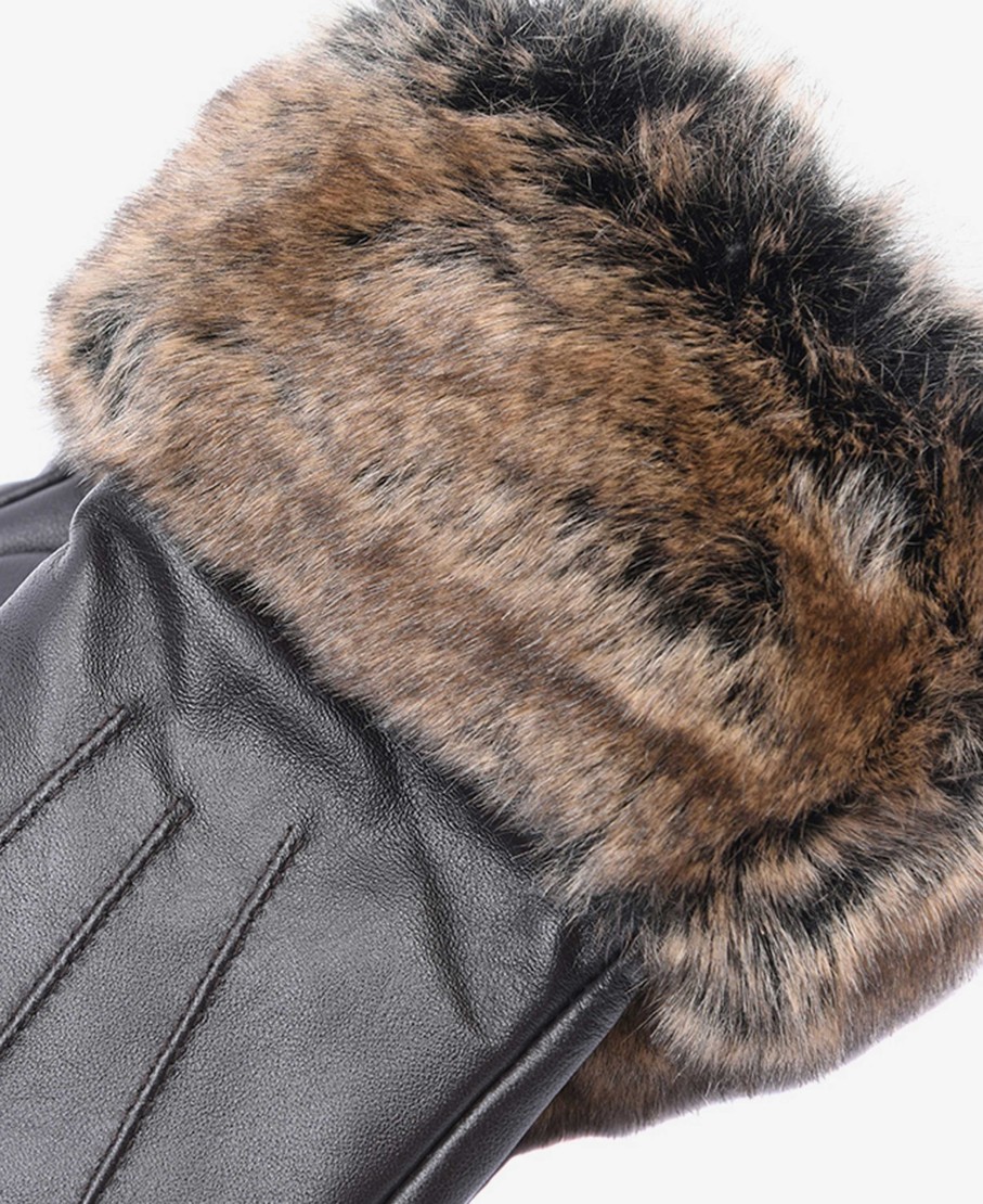 Accessories Barbour Hats & Gloves | Faux-Fur Trimmed Leather Gloves