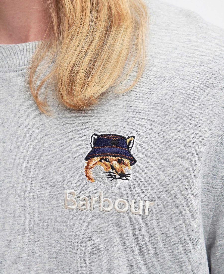 Men Barbour T-Shirts | Barbour X Maison Kitsune Fox Head T-Shirt