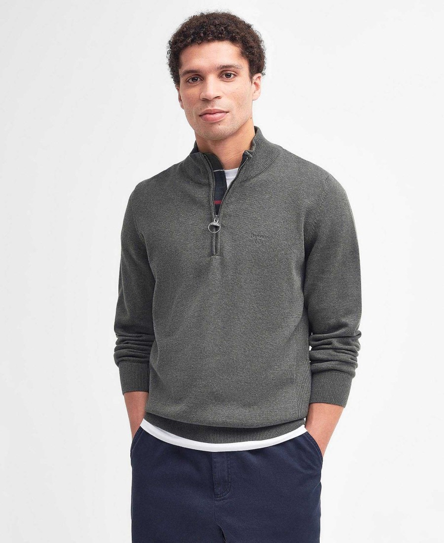 Men Barbour Jumpers | Cotton Half Zip