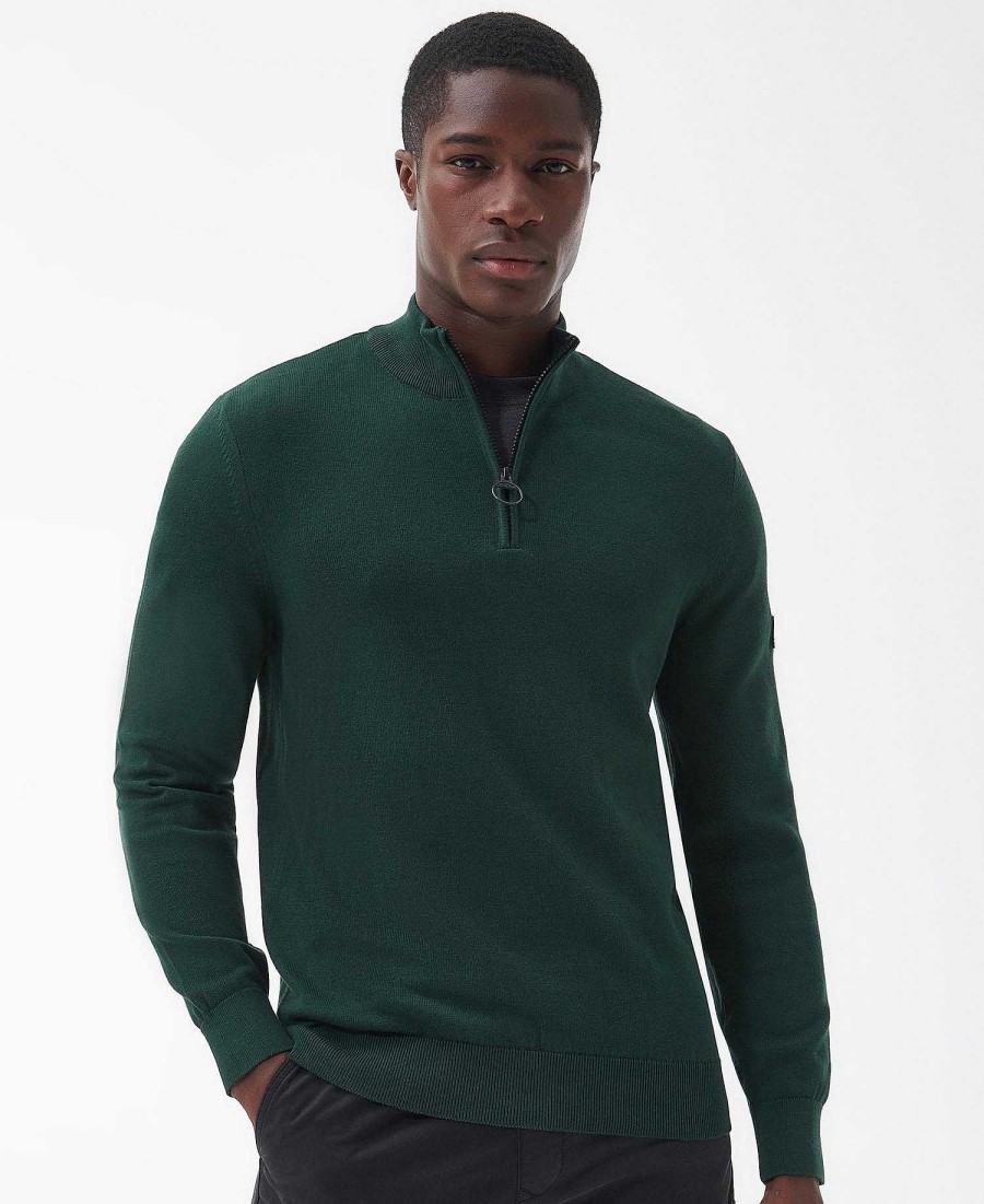 Men Barbour Jumpers | Cotton Half Zip Sweater