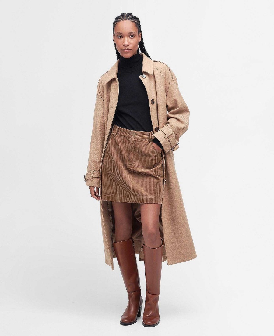 Women Barbour Wool Jackets | Alberta Wool Trench Coat