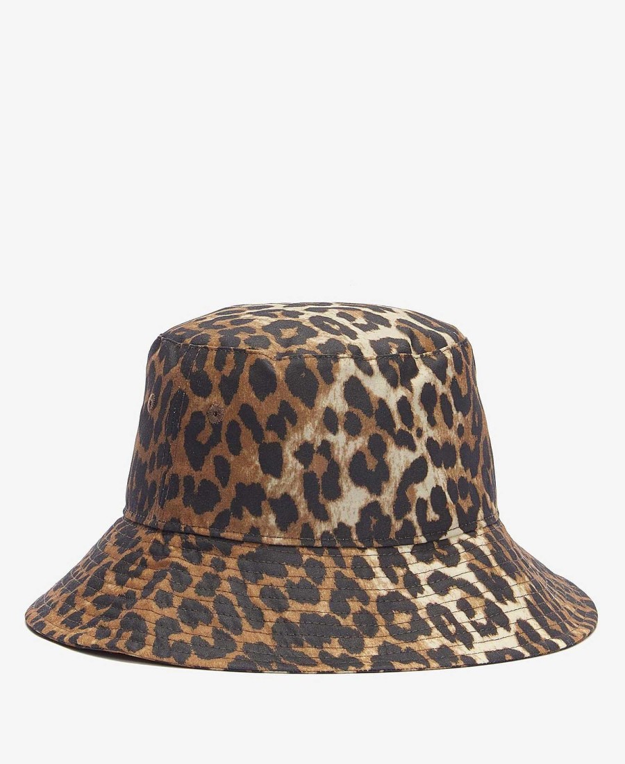 Accessories Barbour Hats & Gloves | Barbour X Ganni Waxed Leopard Bucket Hat