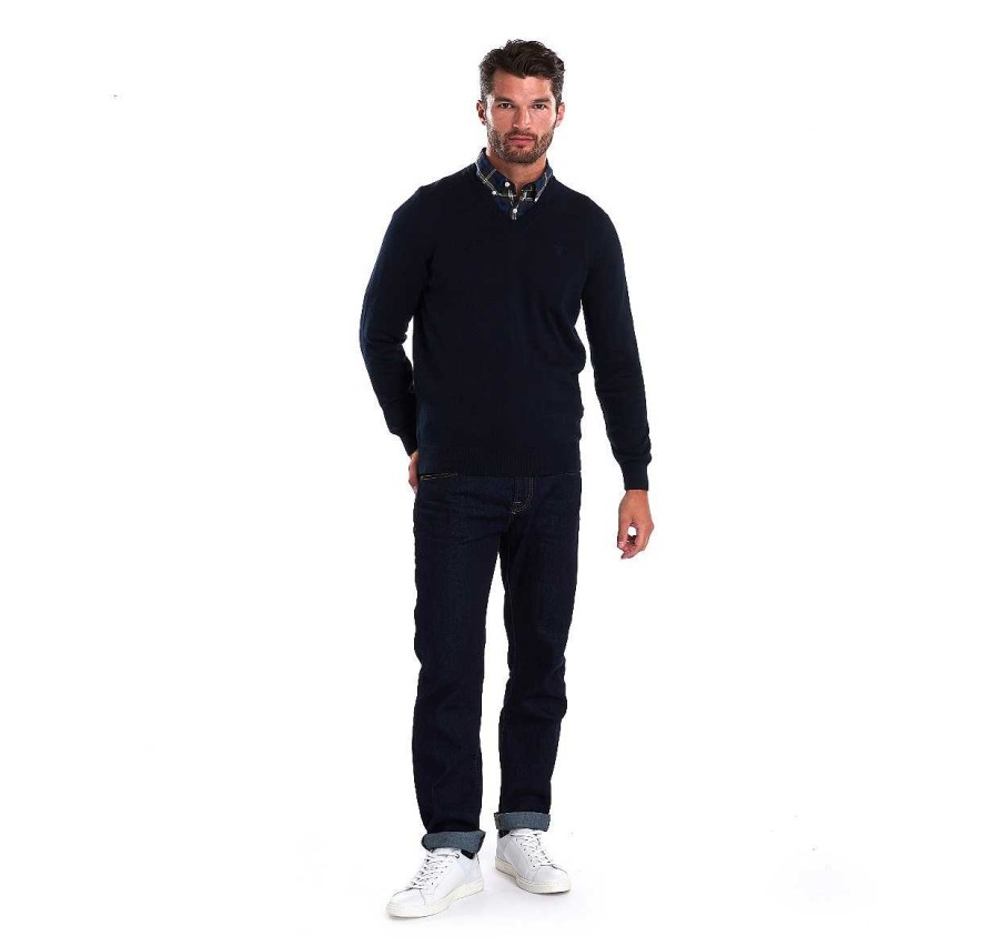 Men Barbour Jumpers | Pima Cotton V-Neck Jumper