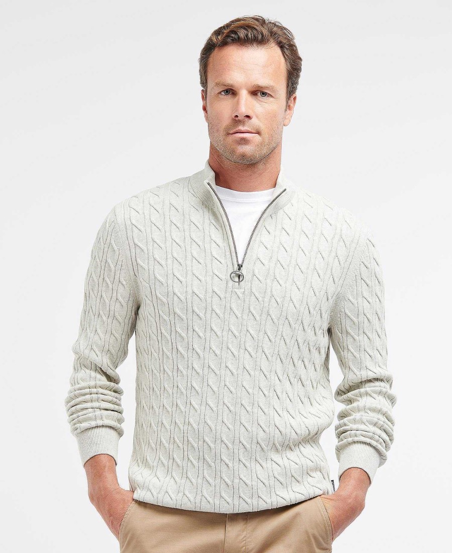 Men Barbour Jumpers | Cable Knit Half Zip Jumper