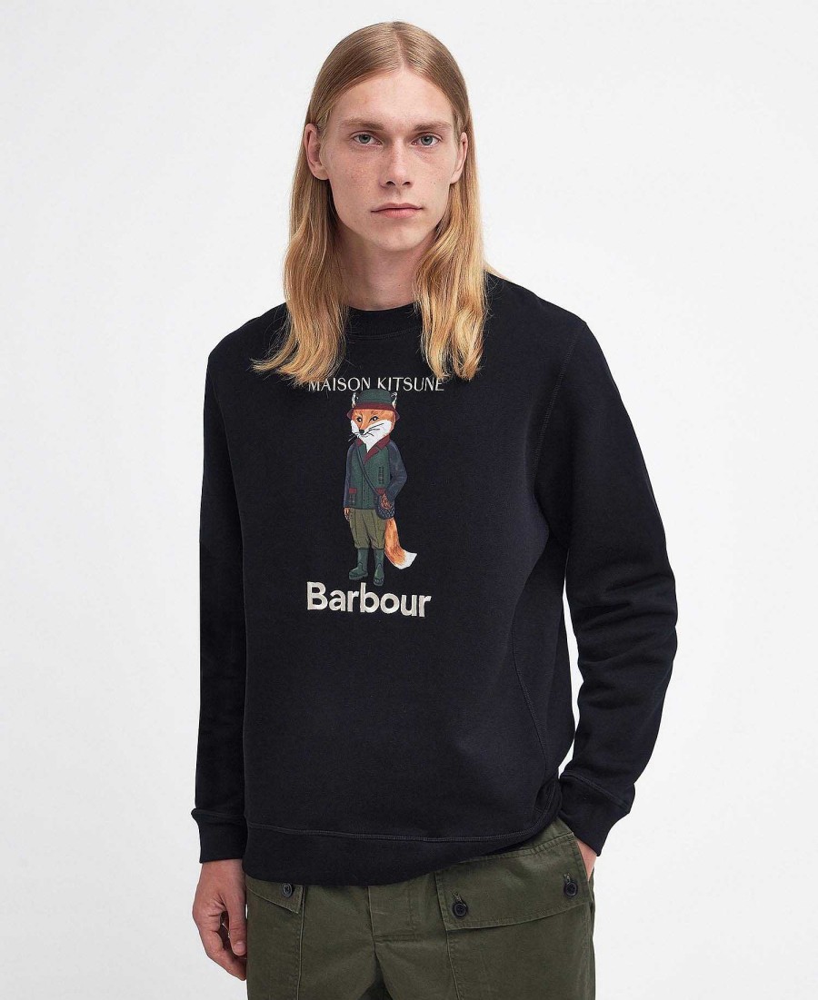 Men Barbour Hoodies & Sweatshirts | Barbour X Maison Kitsune Beaufort Fox Sweatshirt