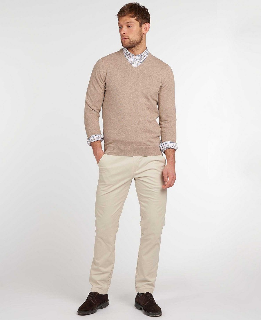 Men Barbour Jumpers | Pima Cotton V-Neck Jumper