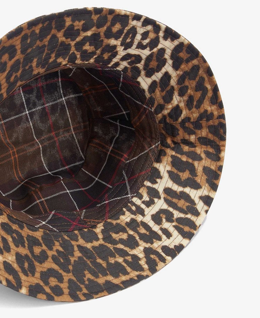 Accessories Barbour Hats & Gloves | Barbour X Ganni Waxed Leopard Bucket Hat