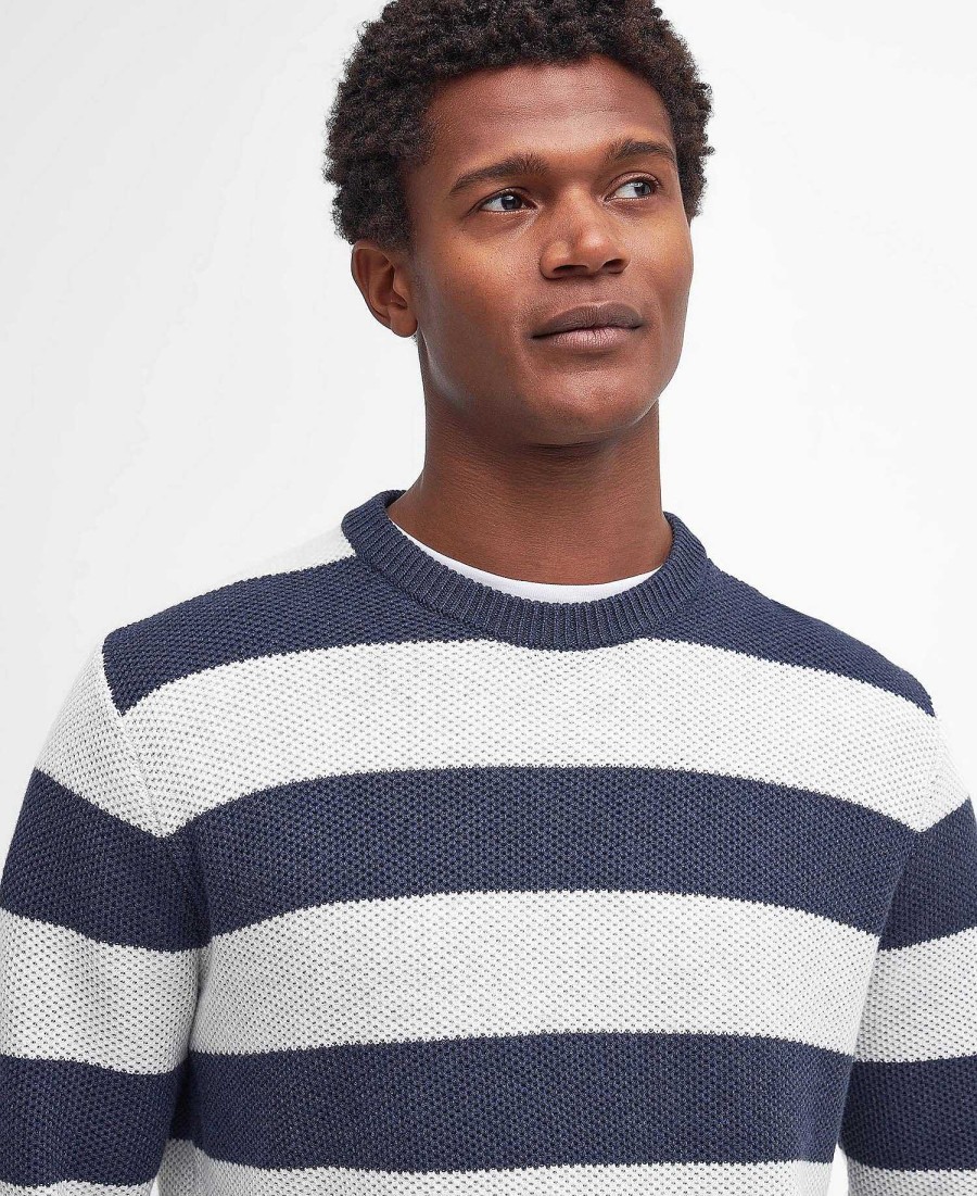 Men Barbour Jumpers | Craster Striped Crew Neck Jumper