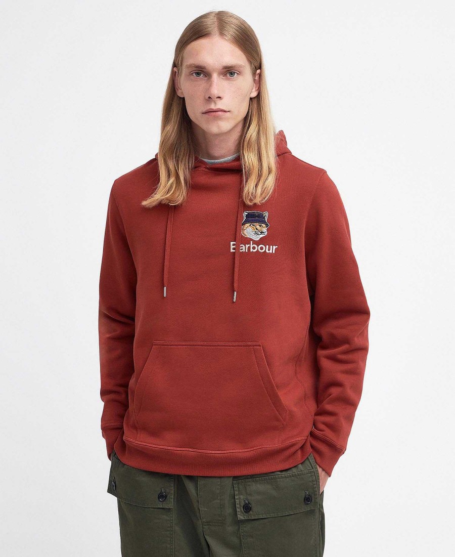 Men Barbour Hoodies & Sweatshirts | Barbour X Maison Kitsune Fox Head Hoodie