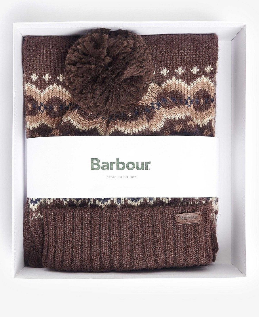 Accessories Barbour Scarves & Handkerchiefs | Fairisle Beanie & Scarf Gift Set