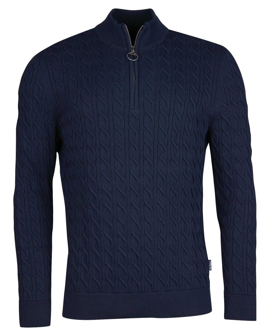 Men Barbour Jumpers | Cable Knit Half Zip Jumper