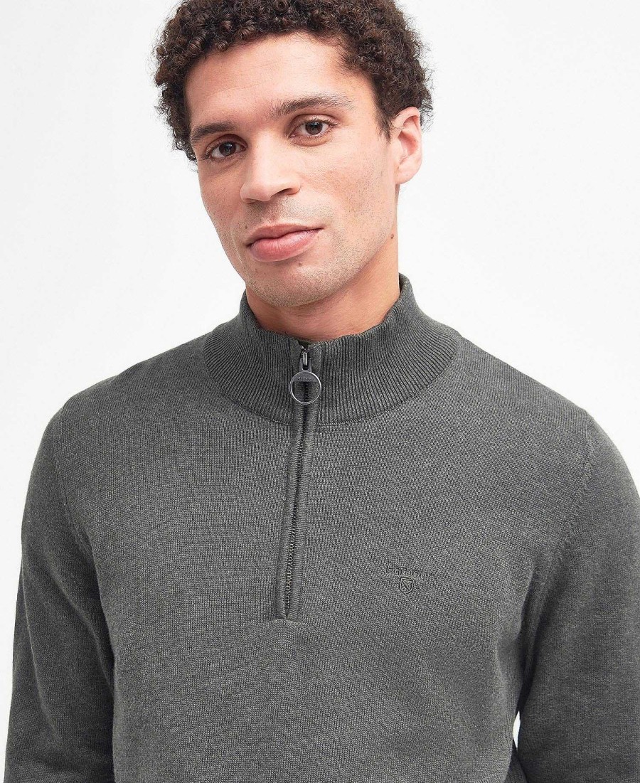 Men Barbour Jumpers | Cotton Half Zip